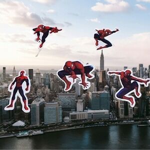 Marvel Spider-Man Sticker Set Unisex Action Pose Superhero Decals Red OS‎